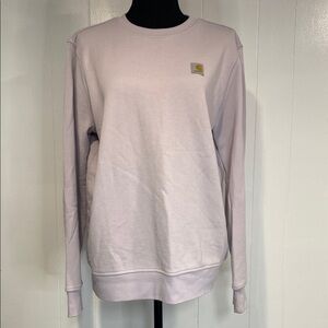 Carhartt Crewneck Sweatshirt | Logo Oversized Lavender Cotton Blend | Size Small